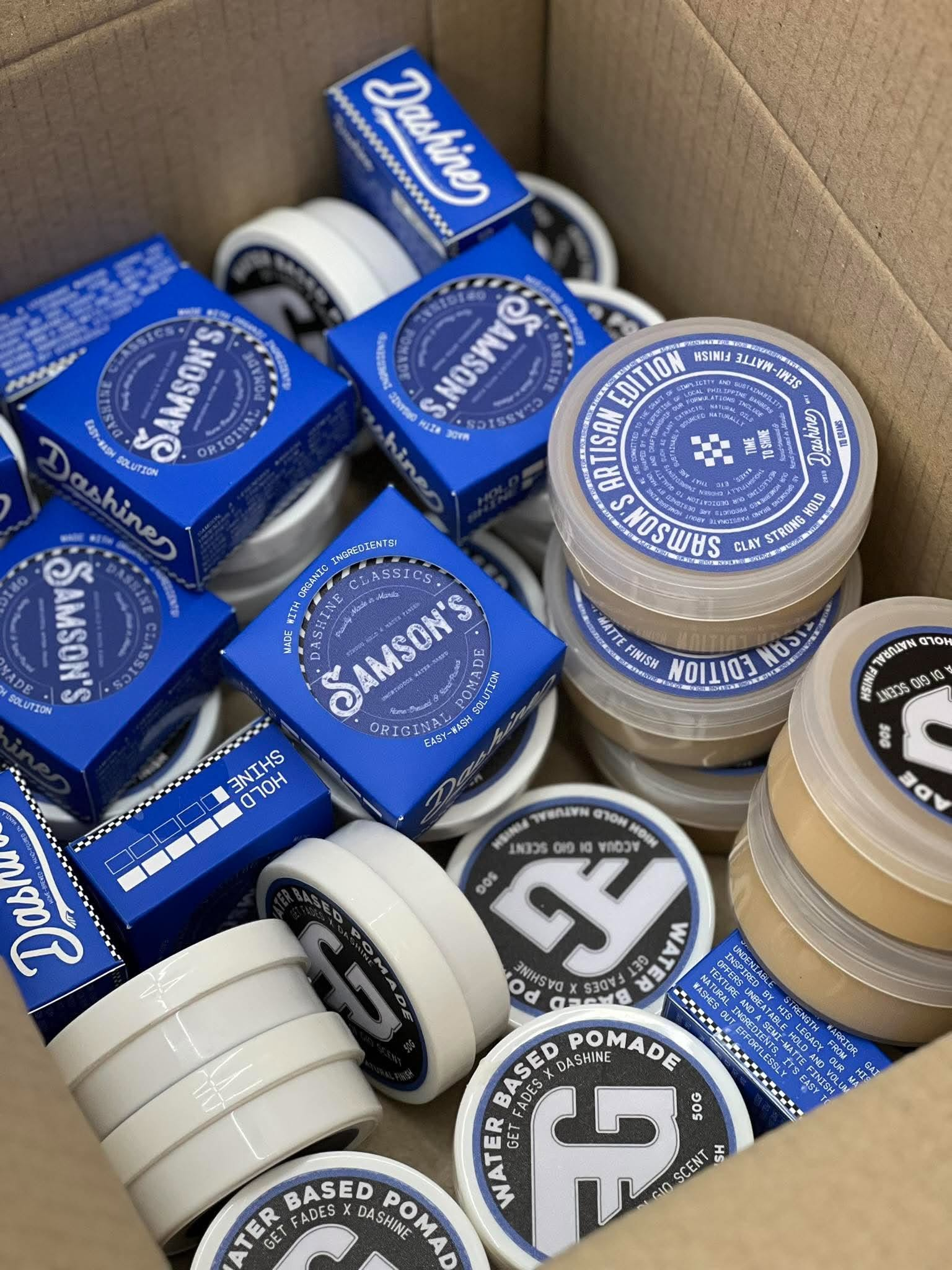 Dashine Samson's Classics pomade in its box